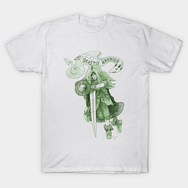 Alana, the Beastly Warrior T-Shirt by Ballyraven